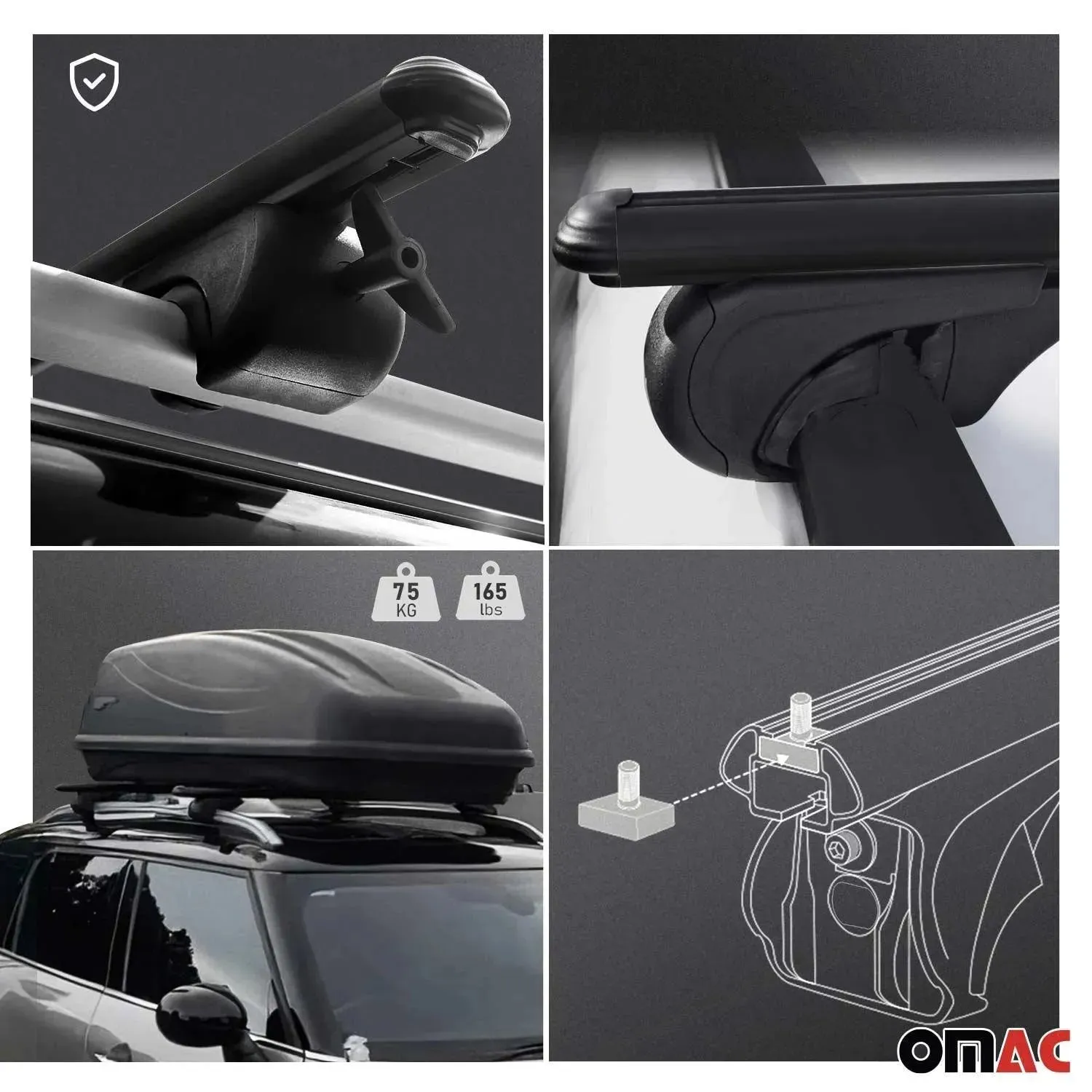 1997-2005 Mercedes M ML Class W163 Roof Rack Cross Bars Black