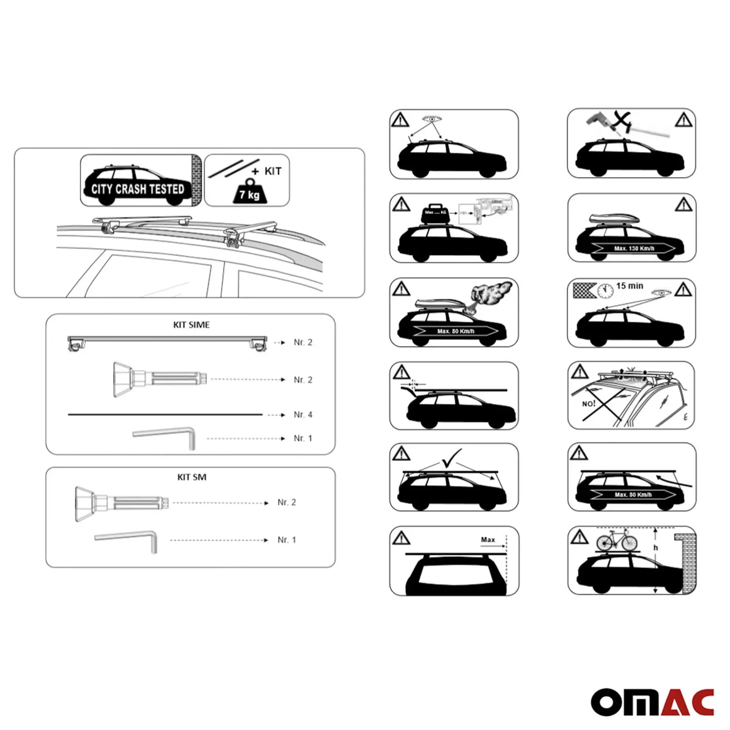 2001-2008 Suzuki Ignis Roof Rack Cross Bars Silver