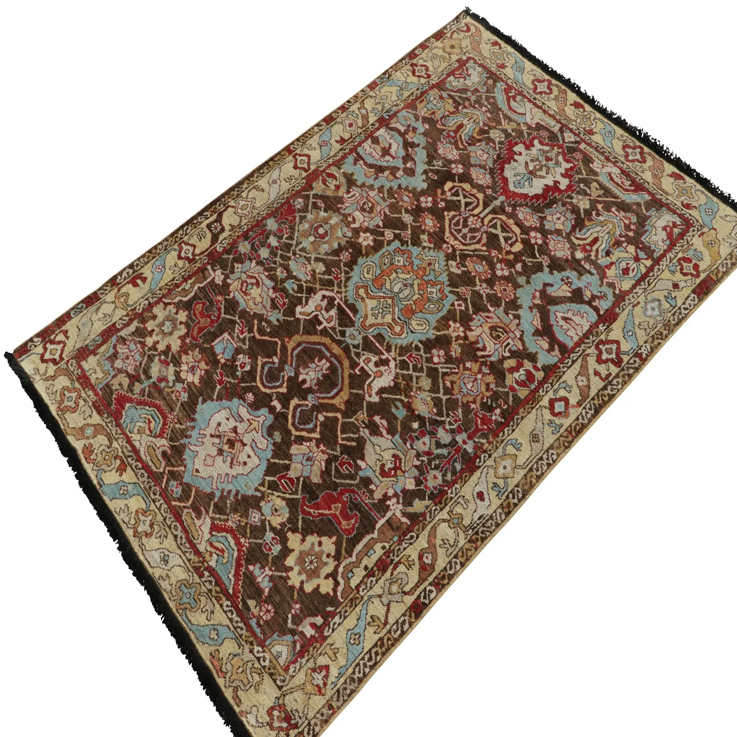 Brown Traditional Wool Rug - 5'8" x 8'5"