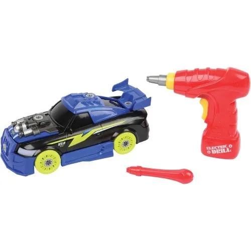 Build and Play Race Car Set with Lights, Sounds, and Power Screwdriver | 26-Piece Toy