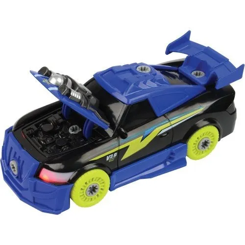 Build and Play Race Car Set with Lights, Sounds, and Power Screwdriver | 26-Piece Toy