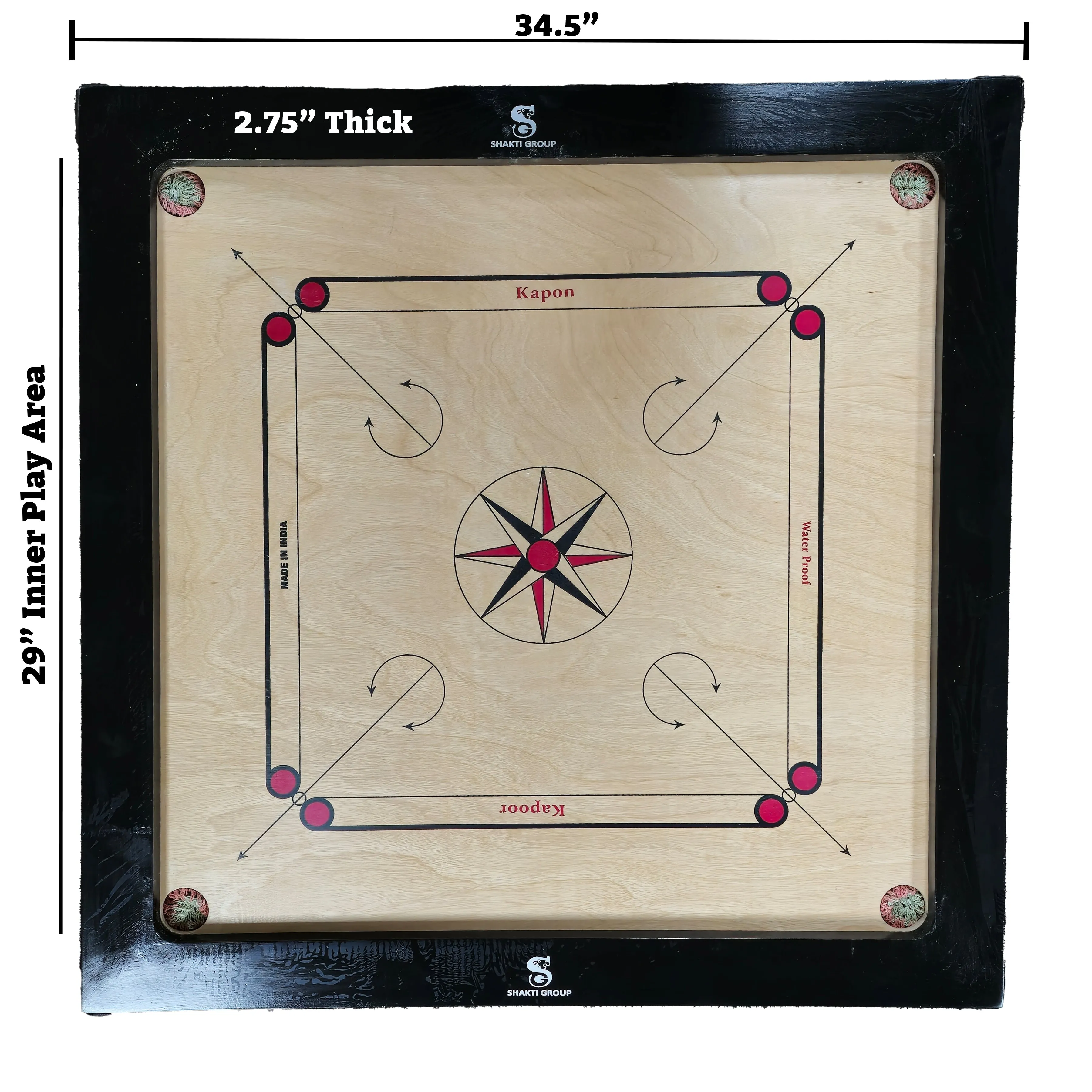 Carrom Board with Accessories (34.5" x 34.5") Free Shipping