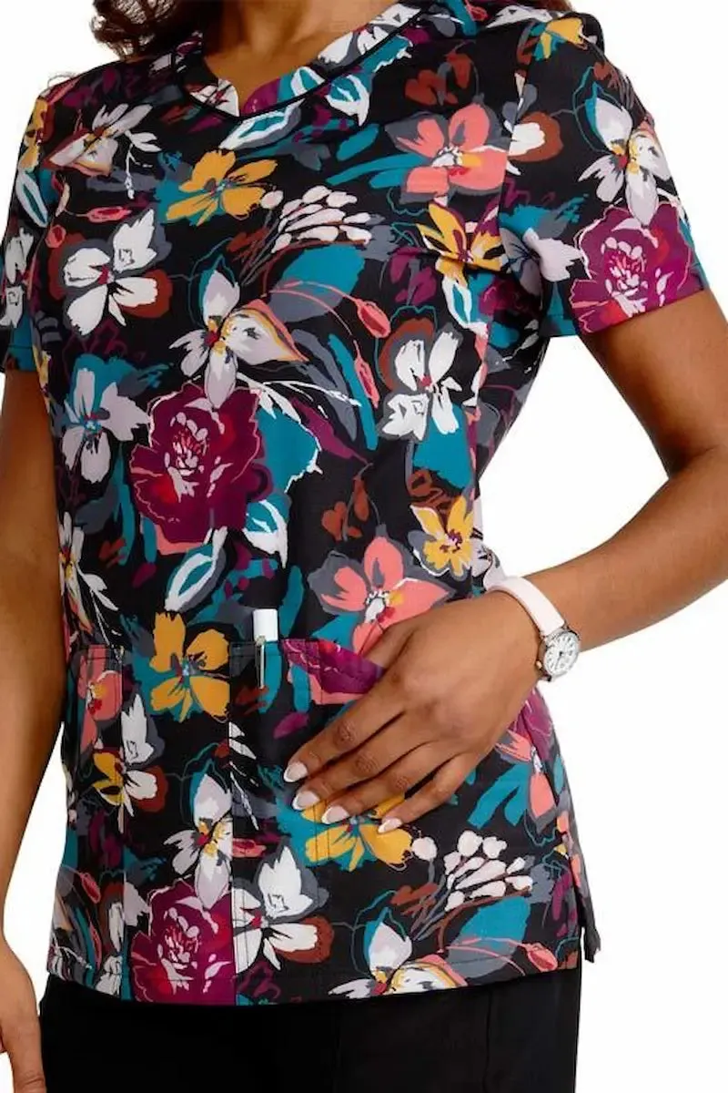 Cherokee Women's V-Neck Print Top | Artful Blooms