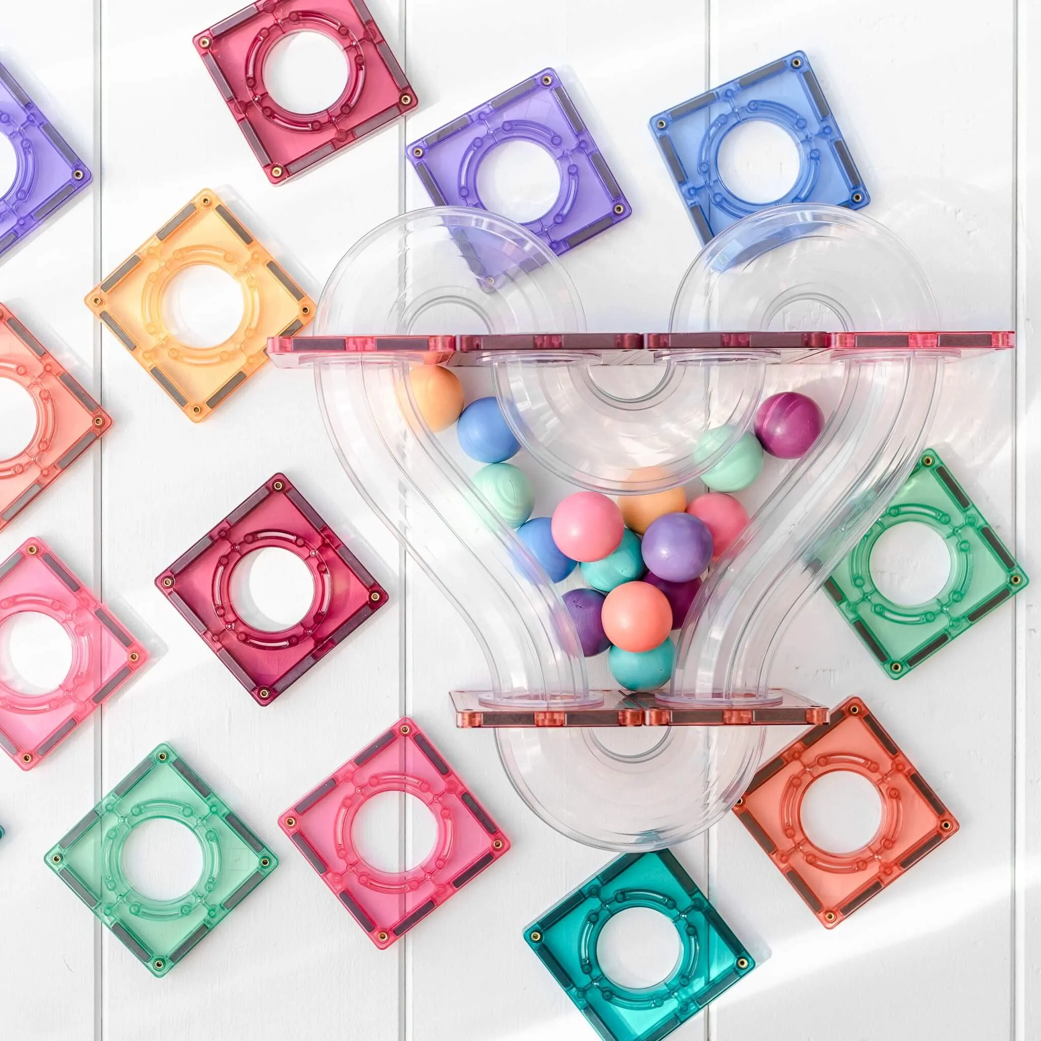 Connetix Magnetic Tiles 106 Piece Pastel Ball Run