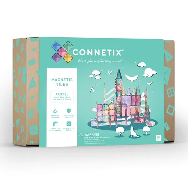 Connetix Magnetic Tiles 106 Piece Pastel Ball Run