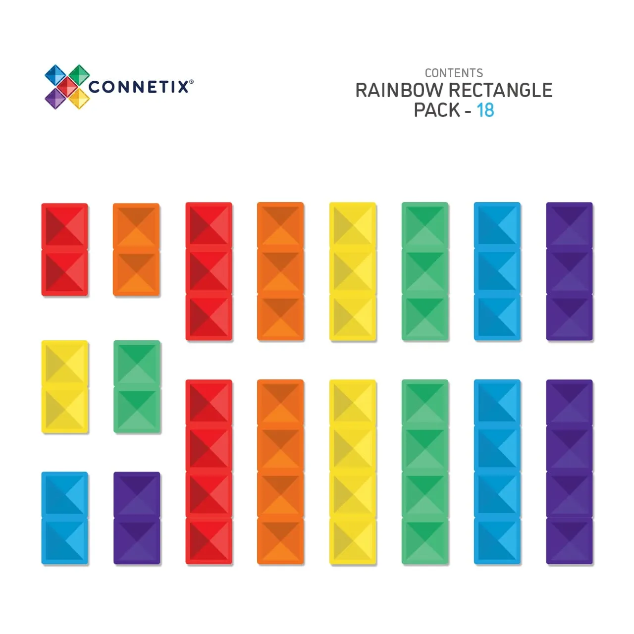 Connetix Rainbow Rectangle Pack (18 pc)