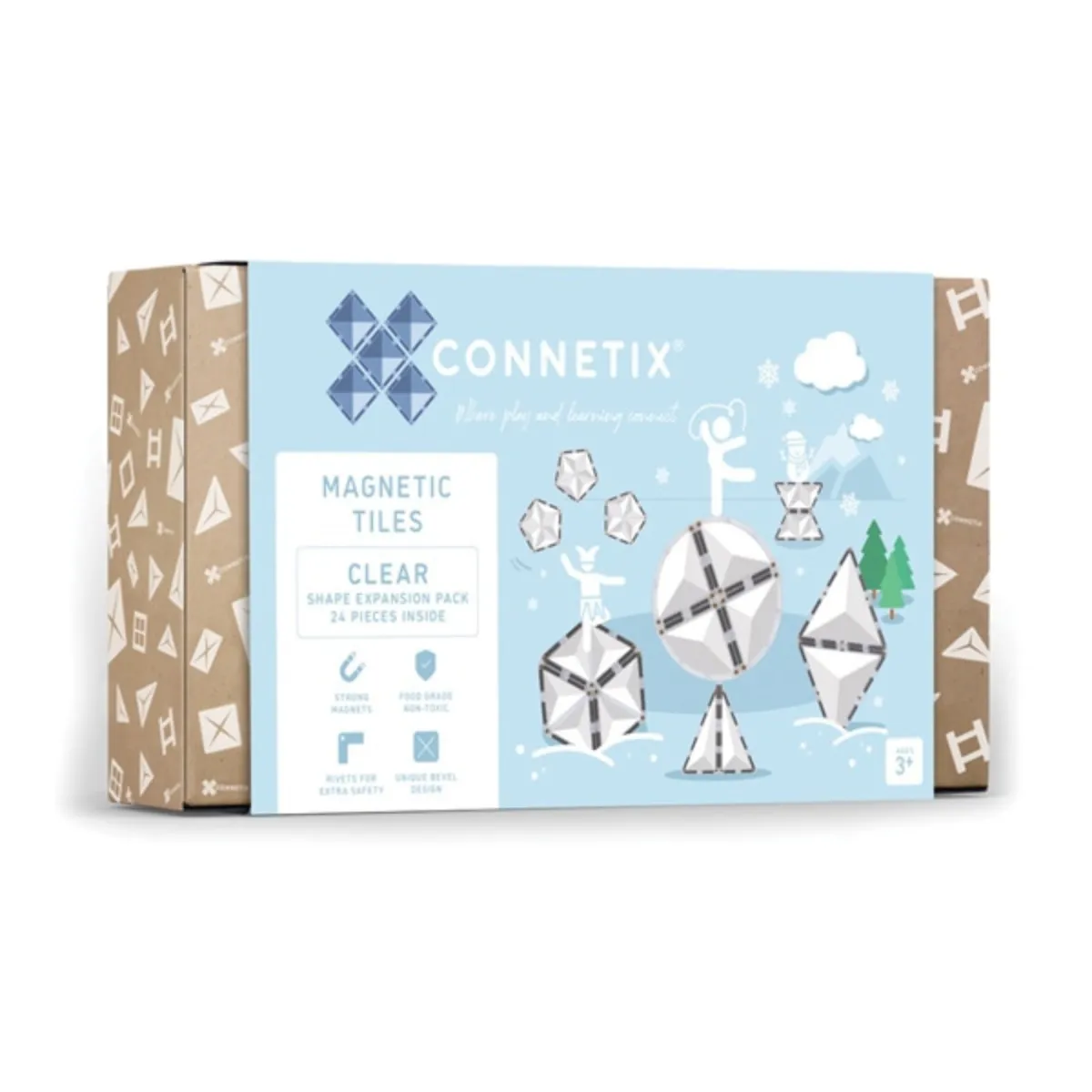 Connetix Tiles Clear NEW Shape Expansion Pack 24 Piece 3yrs 
