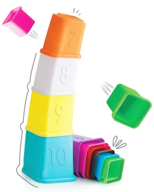 FIRSTCRY INTELLISKILLS Premium Stacking & Sequencing Cubes Toy|Activity & Learning Toy For Babies|Nesting Toy For Infants & Preschoolers I Multicolor - 10 Pieces