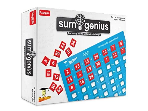 Funskool Games - Sum Genius, Educational Game for Children, Maths, The Ultimate Fun Equation Game, Kids and Family, 1  Player, 7 & Above,Multicolor