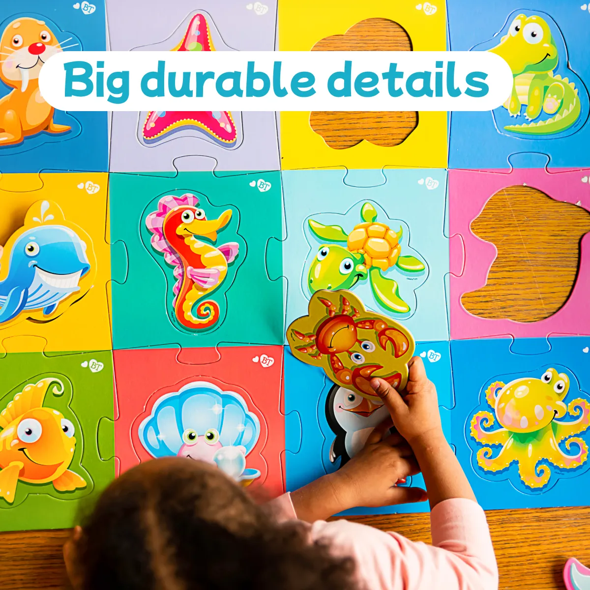 Large Floor Puzzles for 2  Years - Sea Animals - 24-Piece Jigsaw Puzzle Set - Bright & Colorful Educational Game