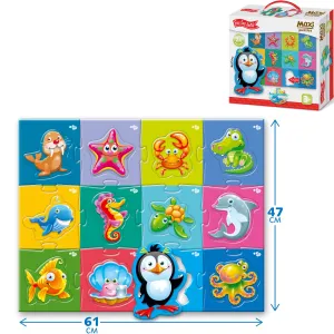 Large Floor Puzzles for 2  Years - Sea Animals - 24-Piece Jigsaw Puzzle Set - Bright & Colorful Educational Game