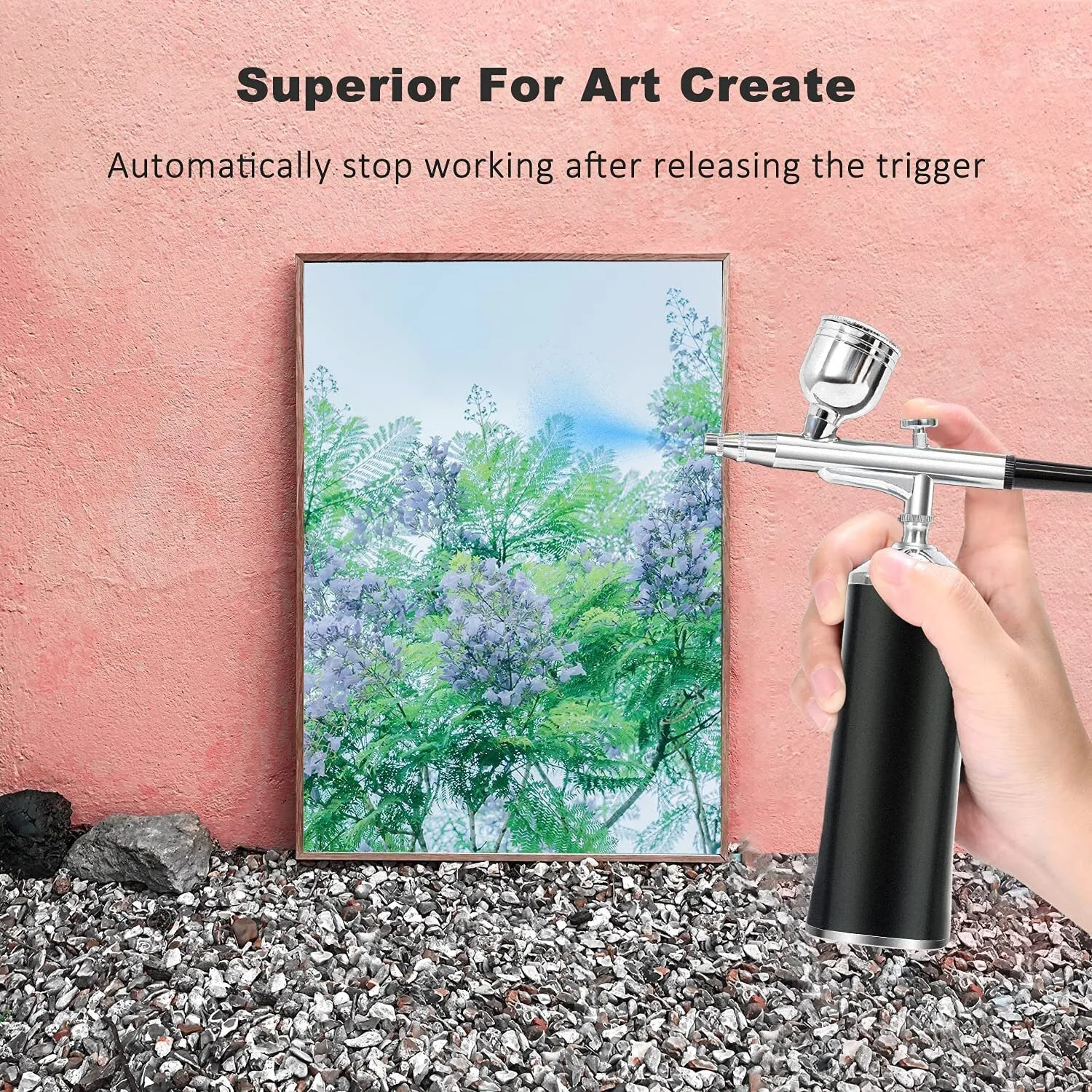 LATITOP Upgraded Airbrush Kit | Portable Auto Mini Cordless Air Brush with Mini Compressor Low Battery Reminder Funcation
