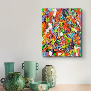 NIGHT AT THE CARNIVAL Abstract 30cm x 24cm Heavily Textured Original