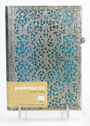 Paperblanks Journal - Maya Blue Silver Filigree