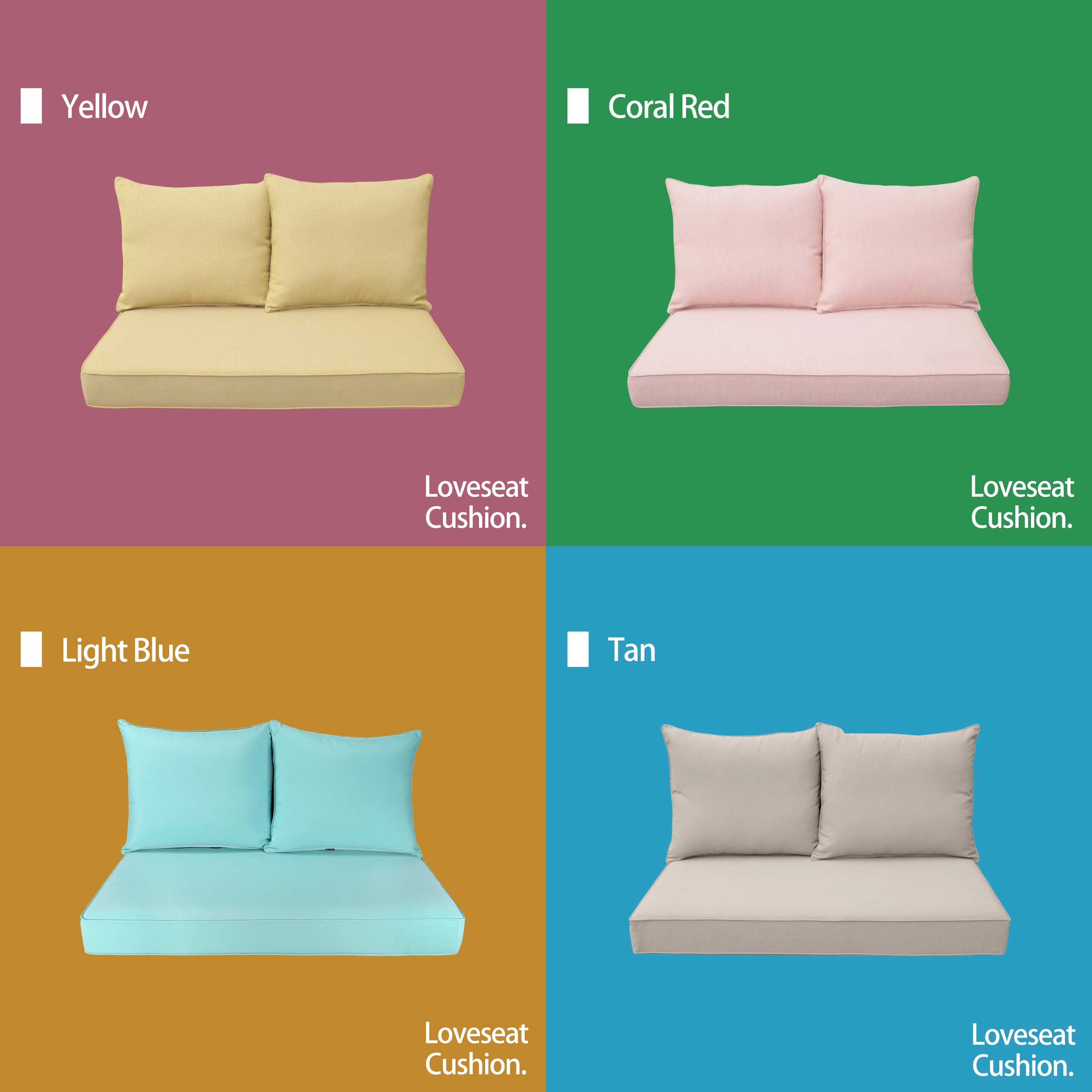 Patio Furniture Cushions Comfort Deep Seat Loveseat Cushion Mixed Yellow/Grey