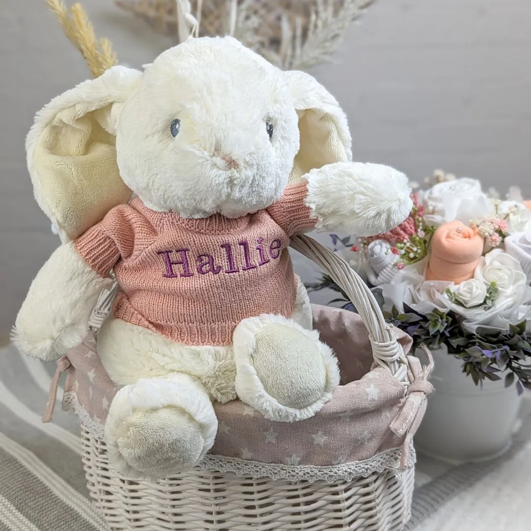 Personalised Huggable Dewey Bunny White Soft Toy (32cm)