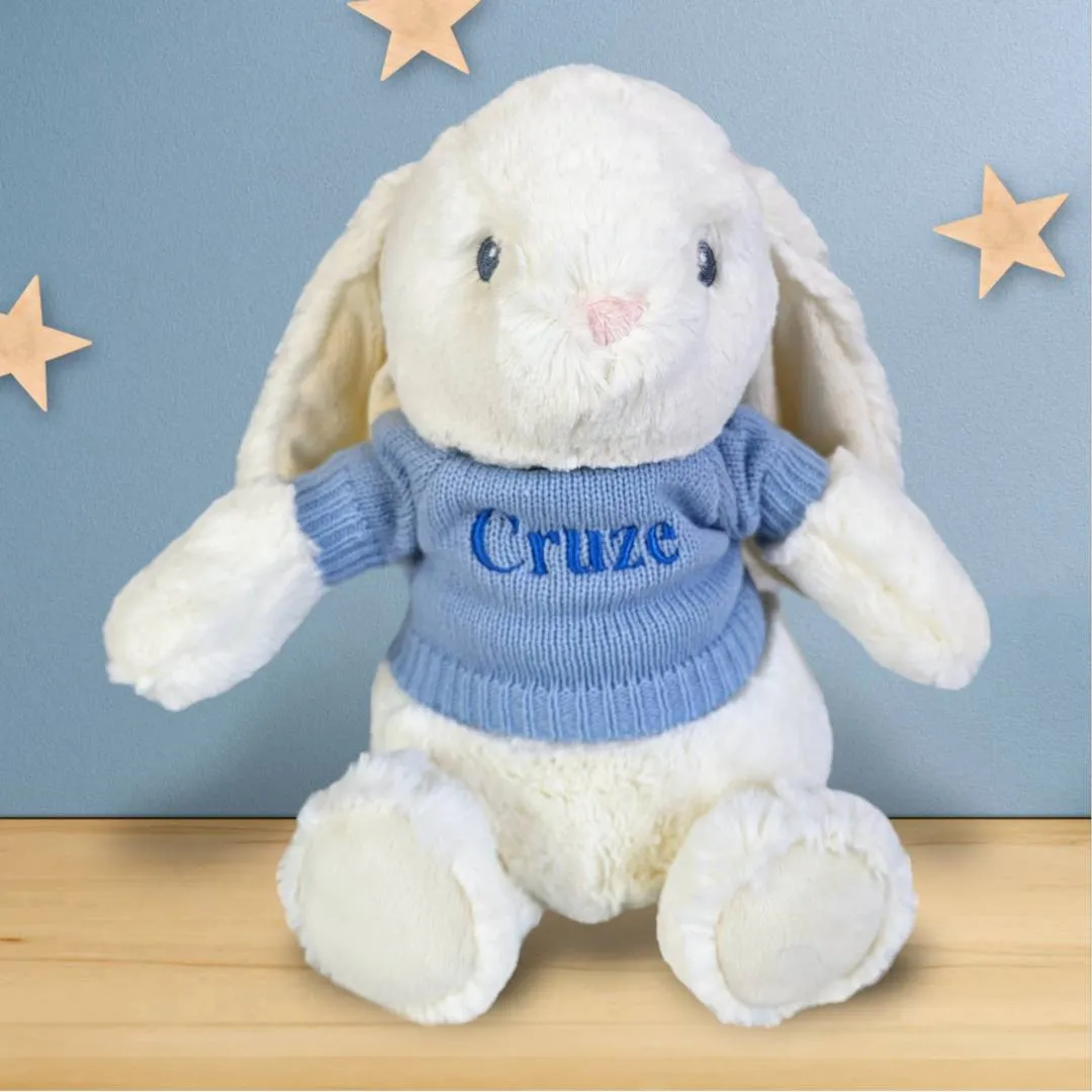 Personalised Huggable Dewey Bunny White Soft Toy (32cm)
