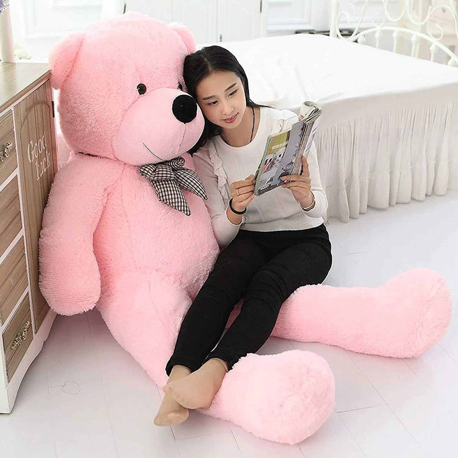 Premium Quality Huggable Teddy Bear - Plush Stuffed (90 cm / 3 Feet) - Baby Pink