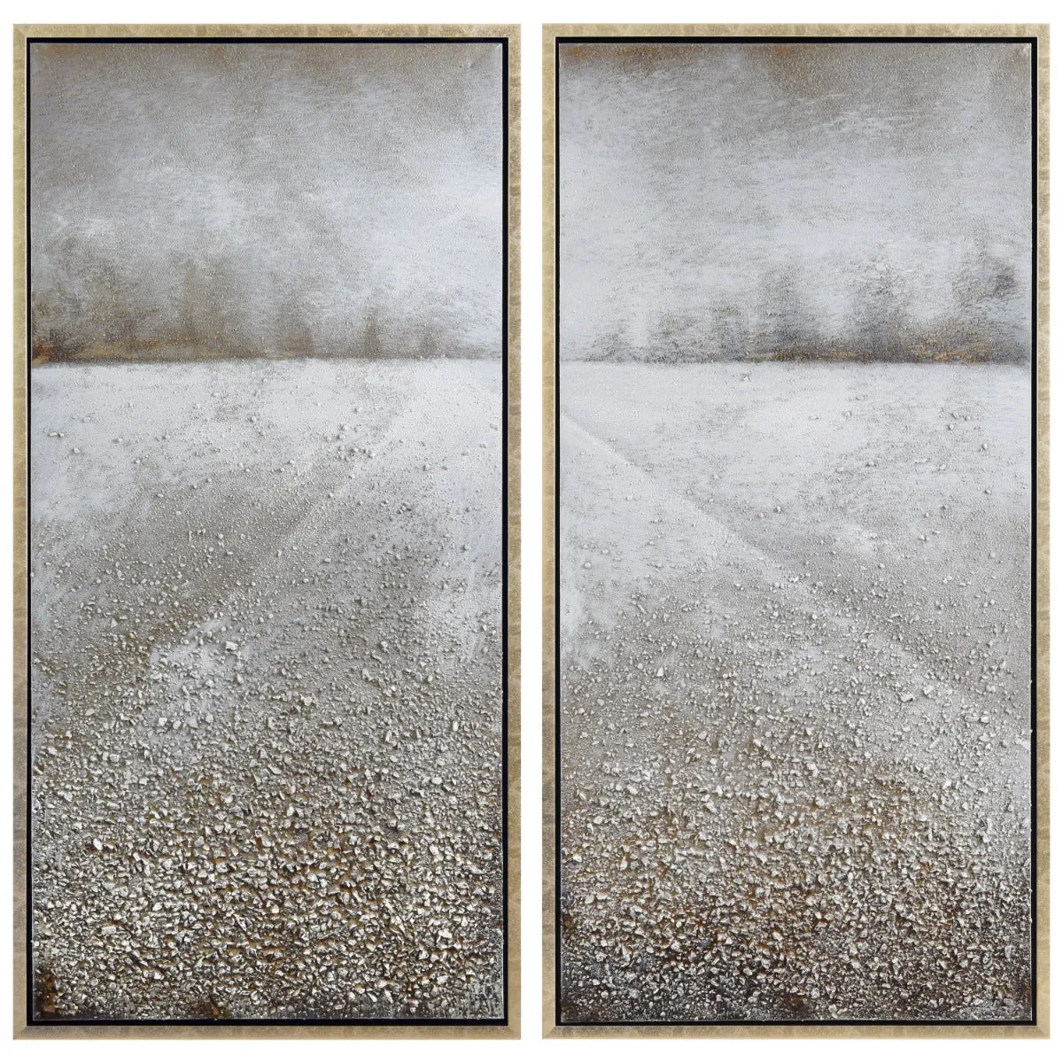 "Pebble Road" Textured Metallic Hand Painted Wall Art Diptych Set by Martin Edwards