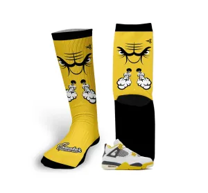Retro 4 Vivid Sulfur Raging Face Socks