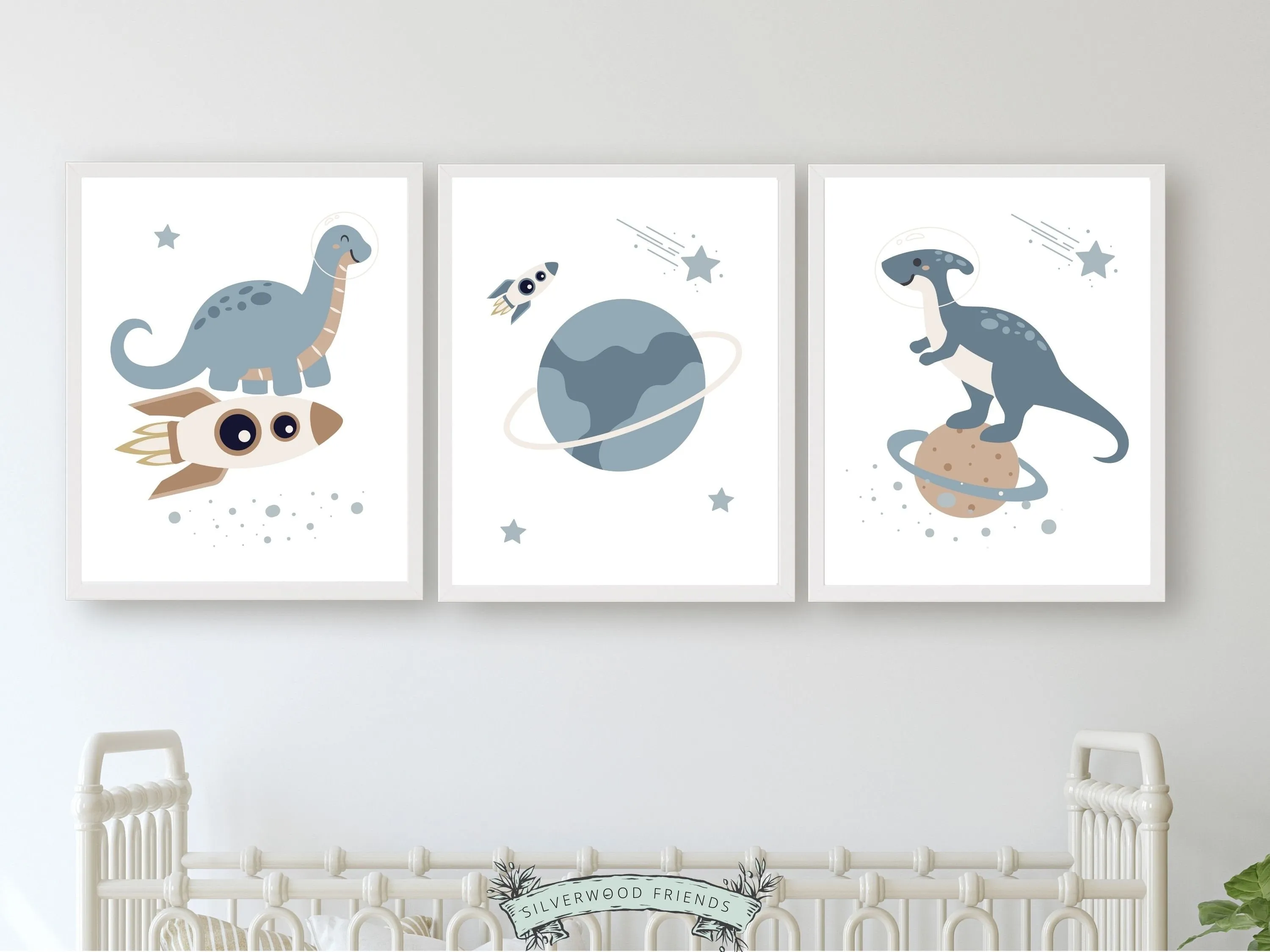 Space Dinosaur Nursery Print Set of 3