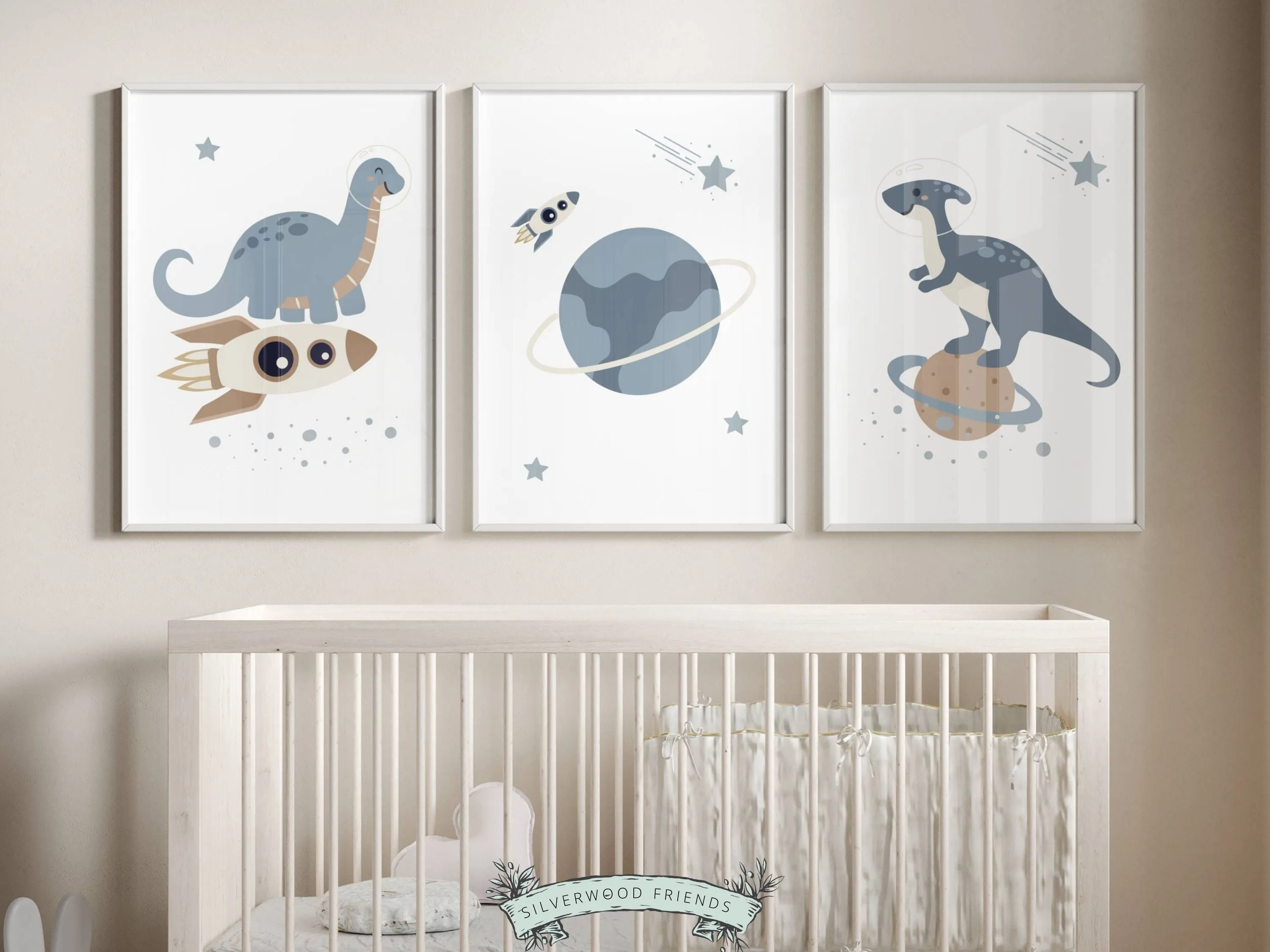 Space Dinosaur Nursery Print Set of 3