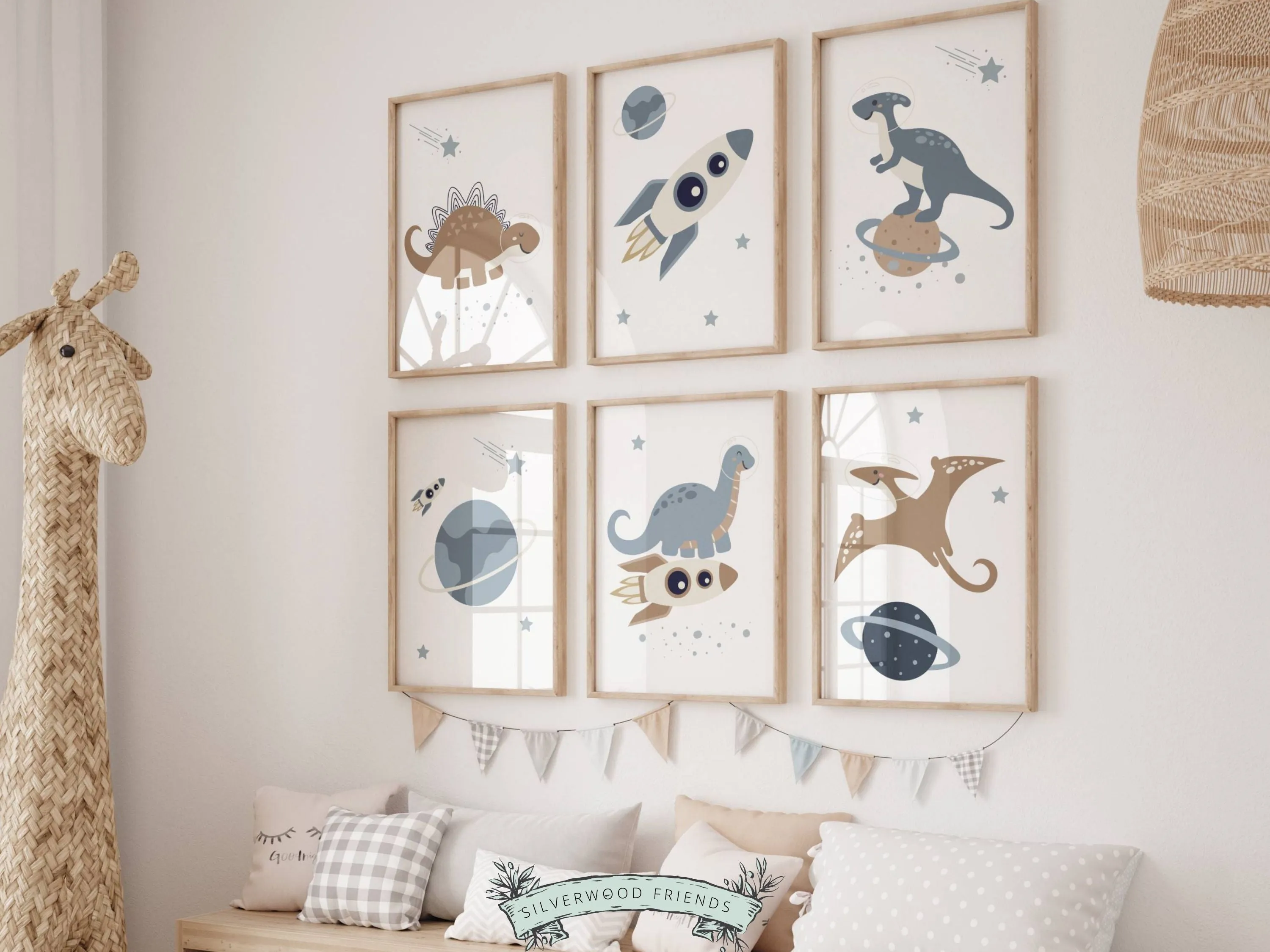 Space Dinosaur Nursery Print Set of 6