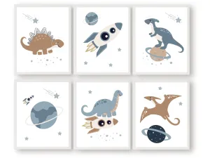 Space Dinosaur Nursery Print Set of 6