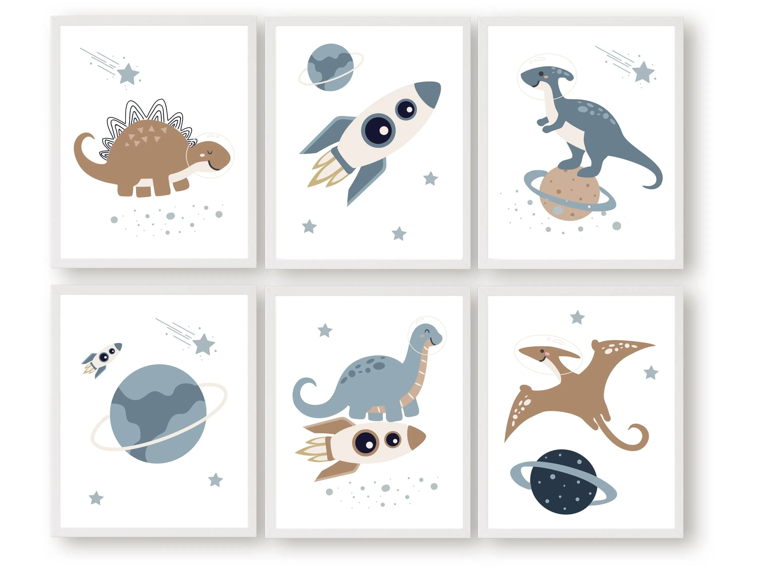Space Dinosaur Nursery Print Set of 6