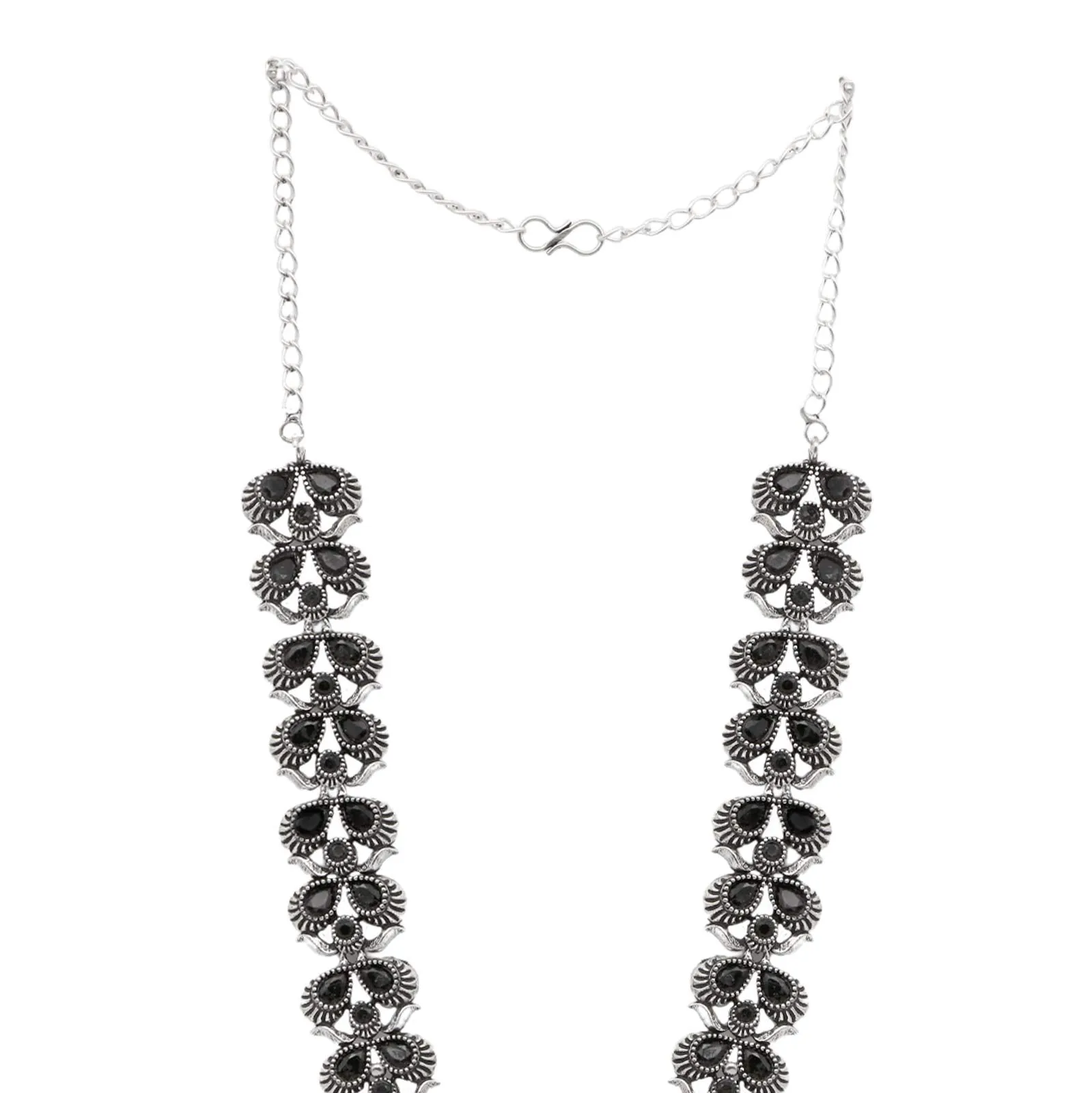 TEEJH Vaidehi Black Stone Necklace Set For Women