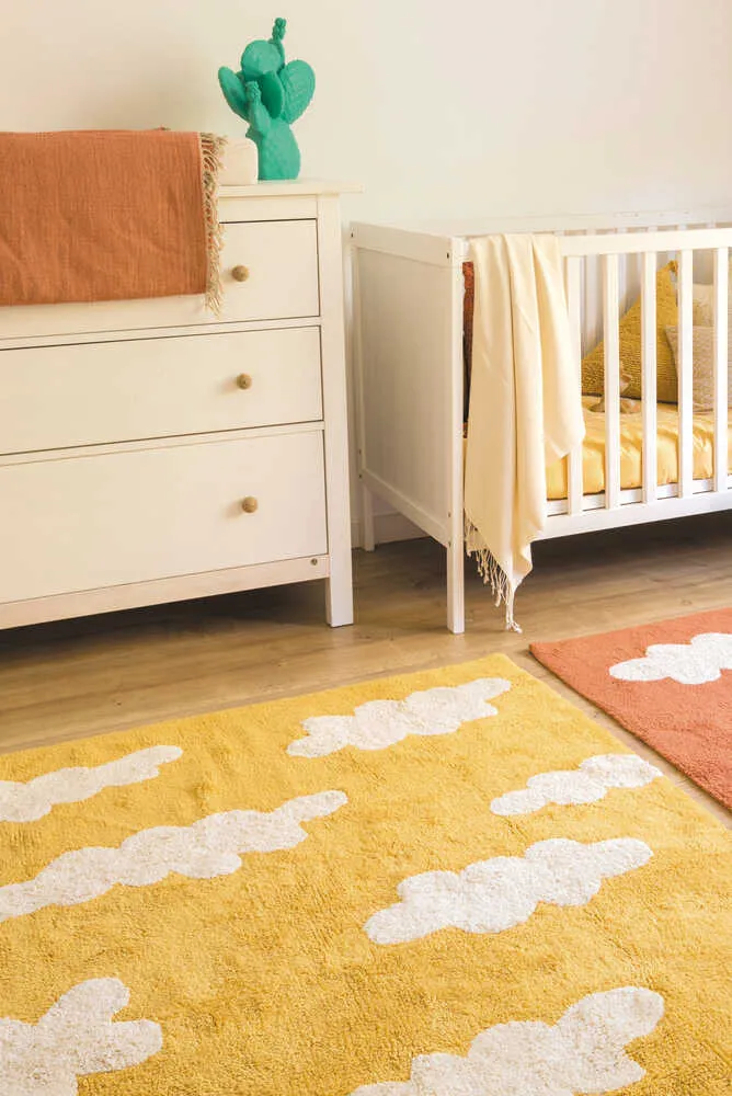 WASHABLE AREA RUG CLOUDS MUSTARD