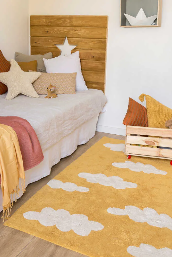 WASHABLE AREA RUG CLOUDS MUSTARD