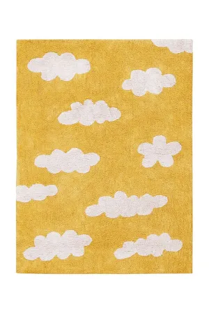 WASHABLE AREA RUG CLOUDS MUSTARD