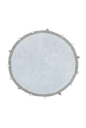 WASHABLE ROUND RUG BUBBLY BLUE - GREY