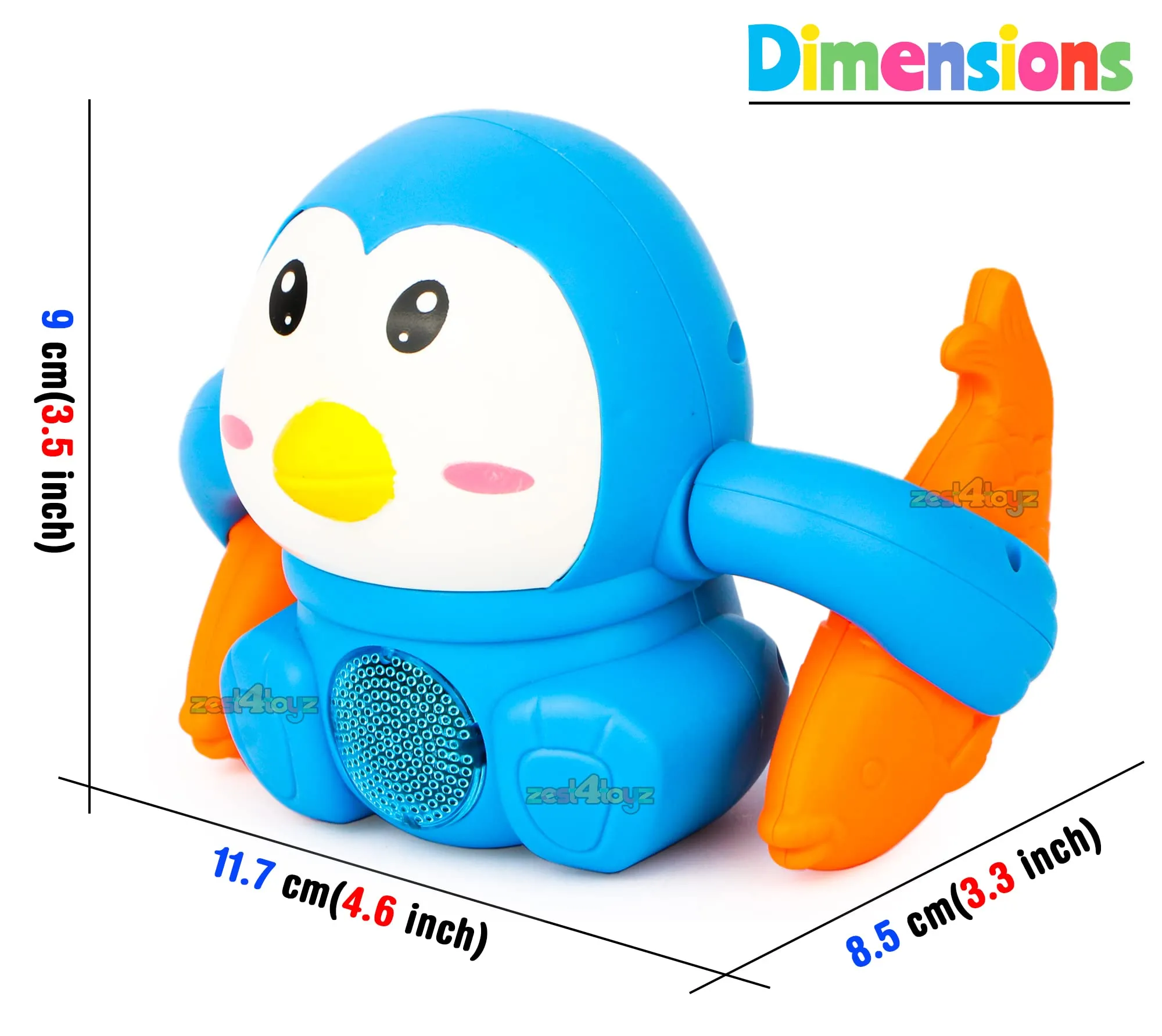 Zest 4 Toyz Musical Toys Tumbling Penguin Toys with Voice Control Light Music & Rotating Arm Fish Sound Toy for Kids (Pack of 1) Random Color Dispatch